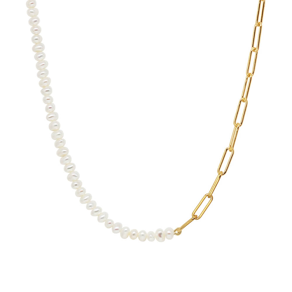 16" Pearl Paperclip Necklace