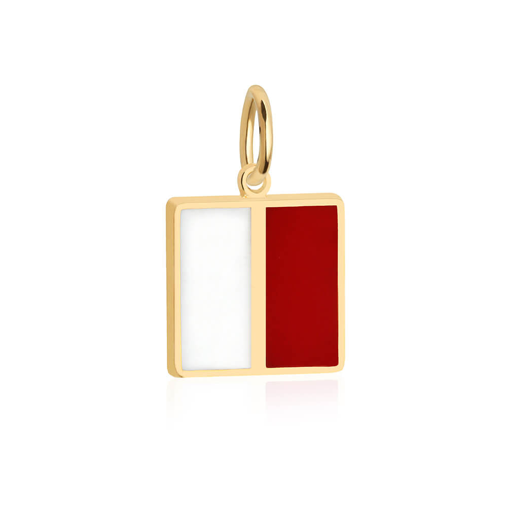 Letter H, Nautical Flag Solid Gold Large Charm JET SET CANDY