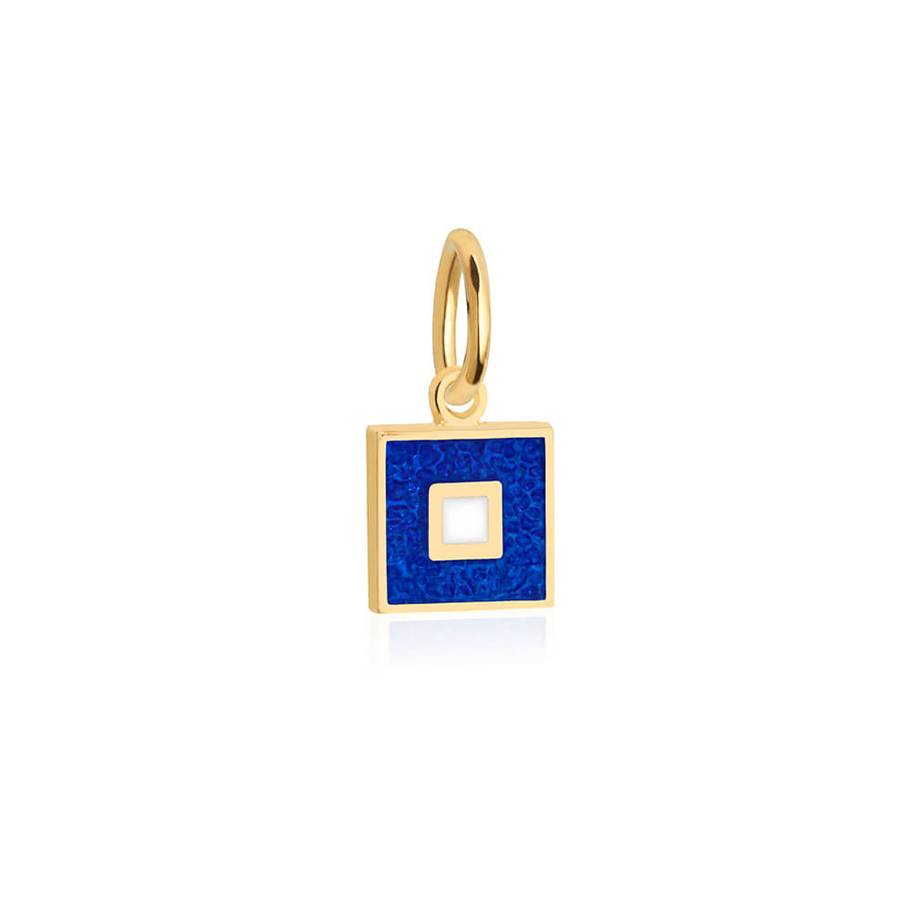 Letter P, Nautical Flag Solid Gold Mini Charm JET SET CANDY