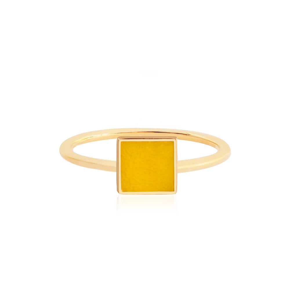Letter Q, Nautical Flag Solid Gold Mini Ring JET SET CANDY