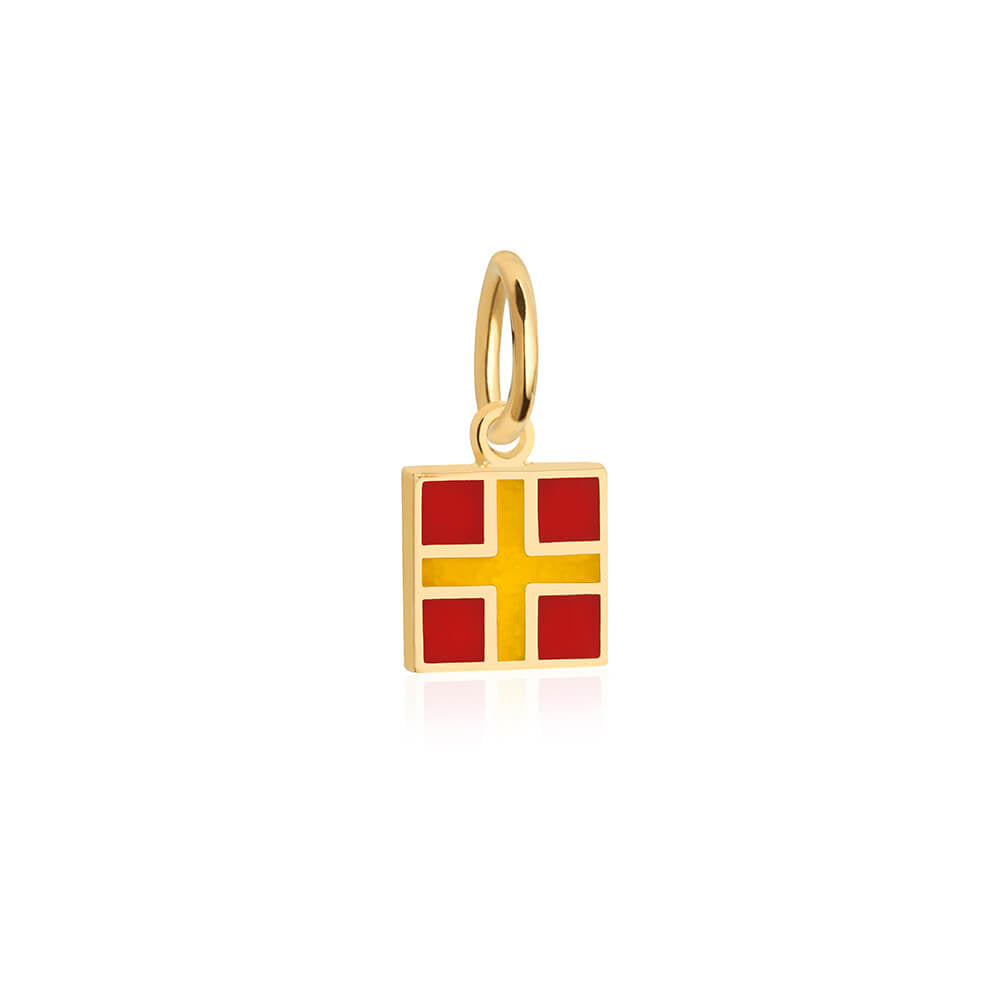 Letter R, Nautical Flag Solid Gold Mini Charm JET SET CANDY
