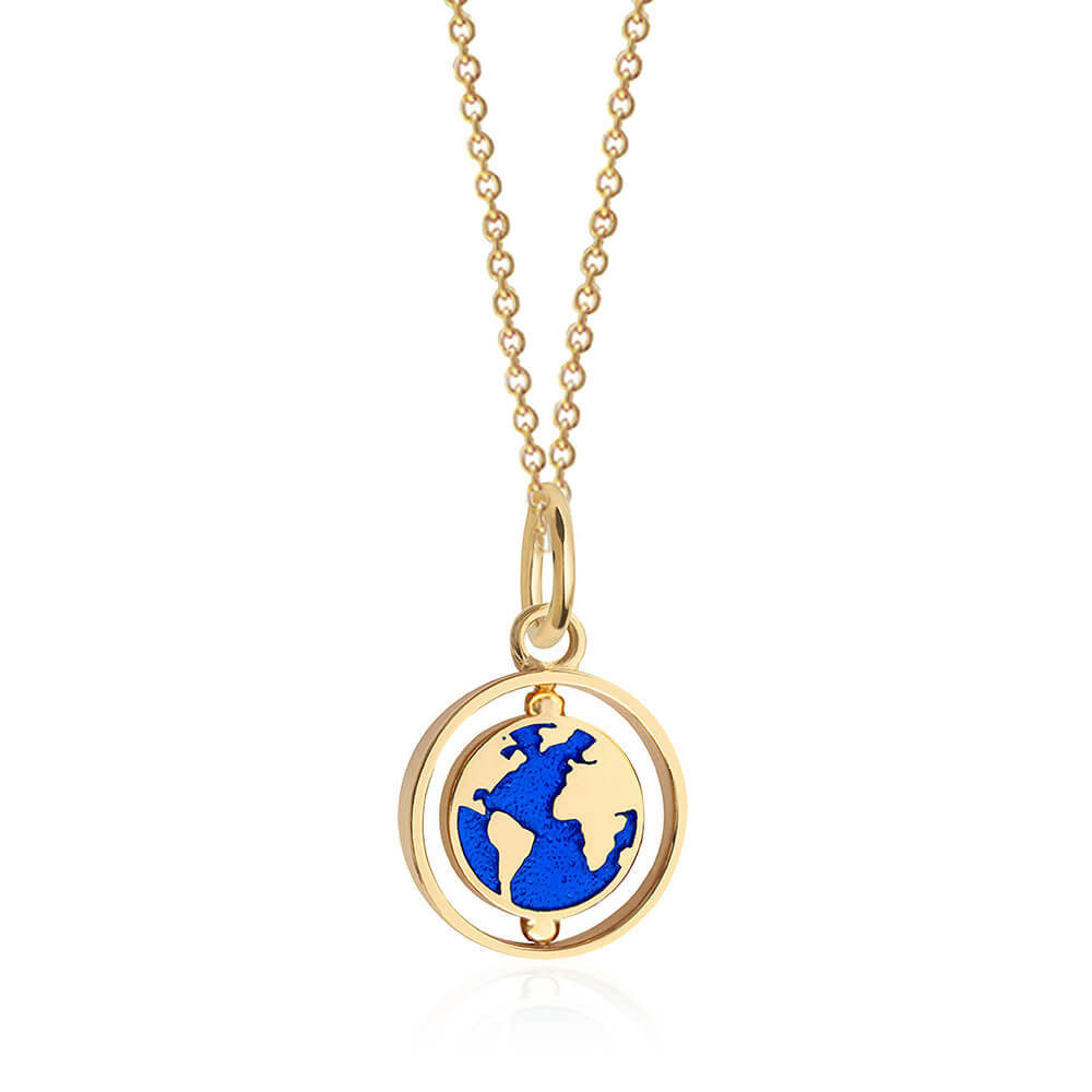 Spinning Globe Charm Solid Gold Small