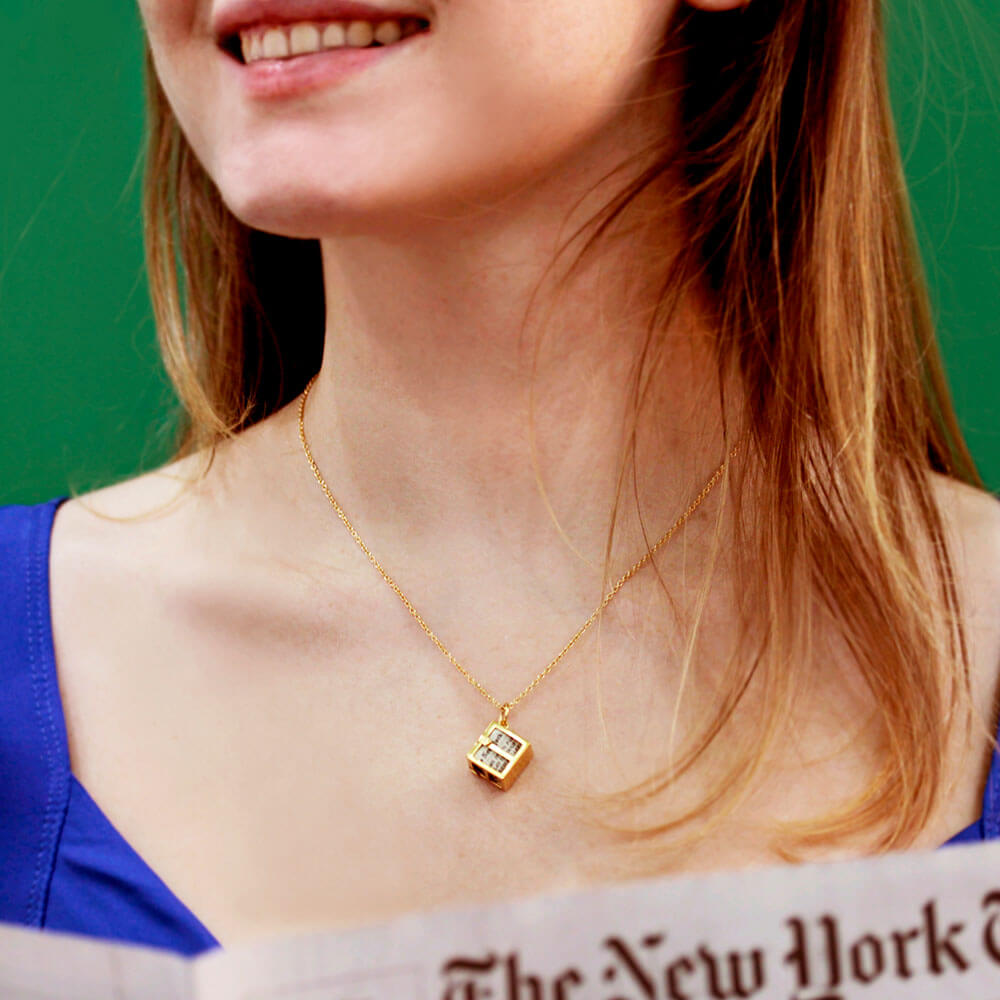 New York Newspaper Charm, Gold