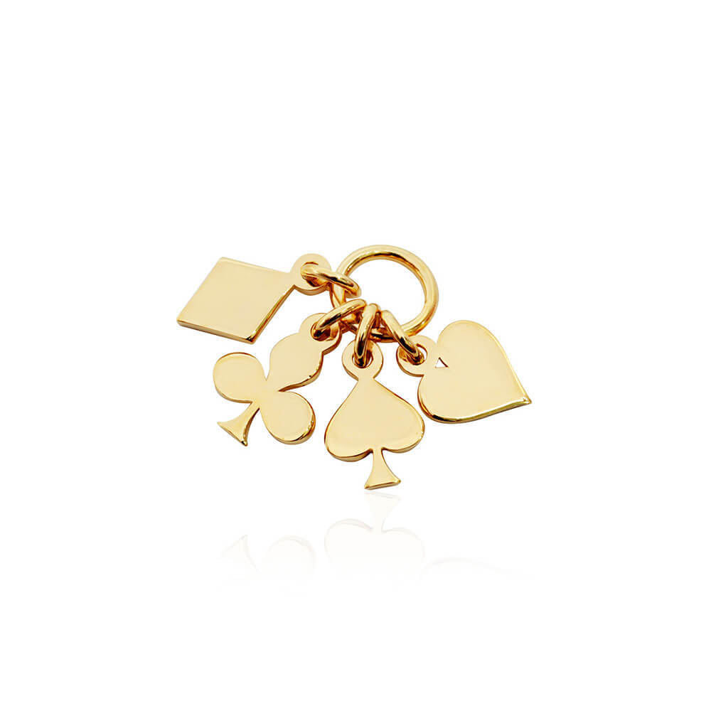 Playing Card Suits Mini Charm Set, Solid Gold
