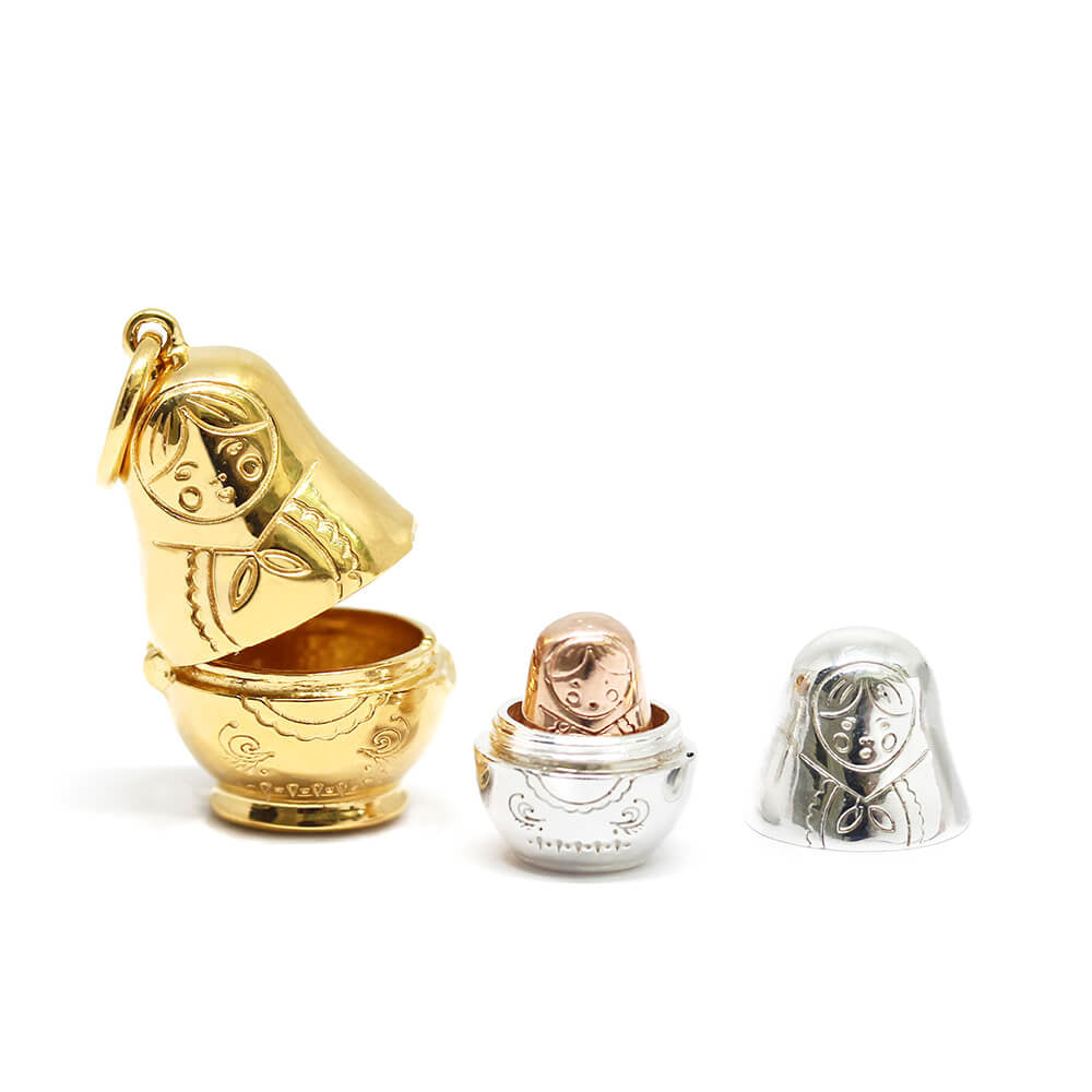 Matryoshka Doll Charm Russia Solid Gold