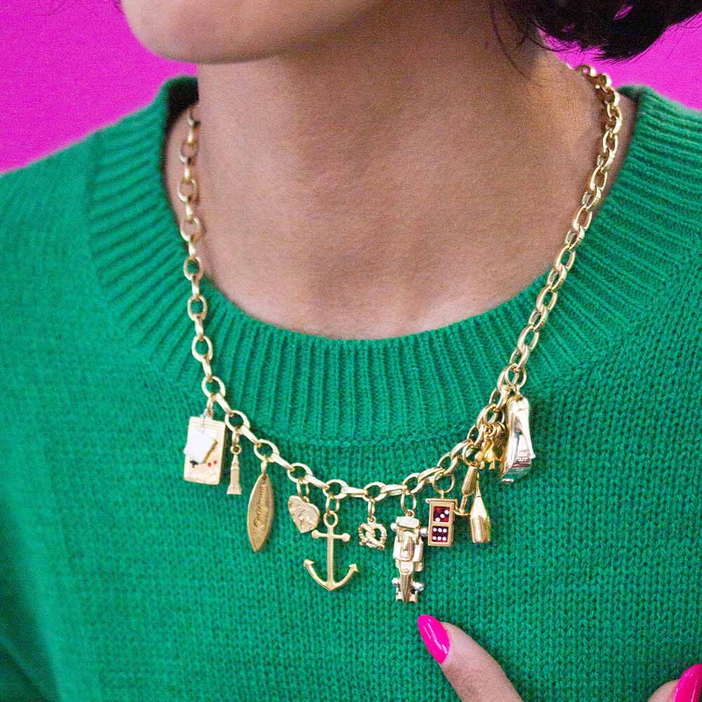 Infinity Link Charm Necklace, Slim Gold