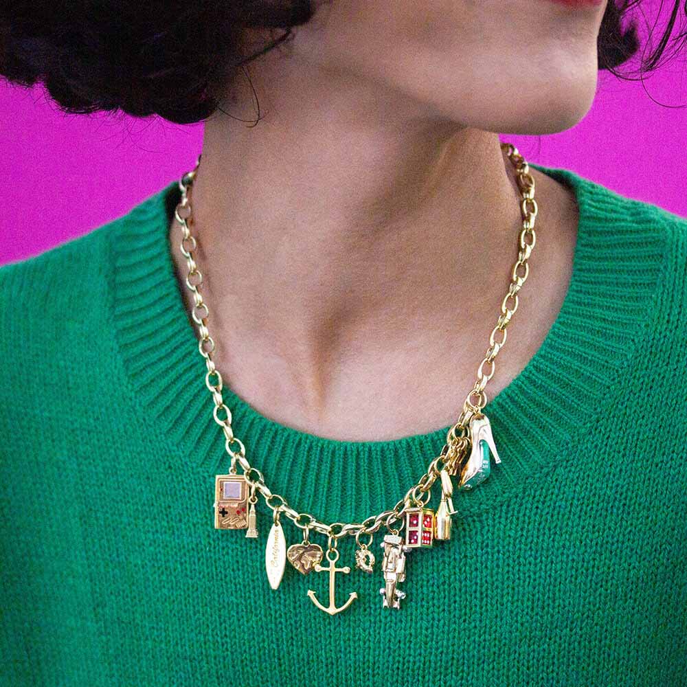 Infinity Link Charm Necklace, Slim Gold