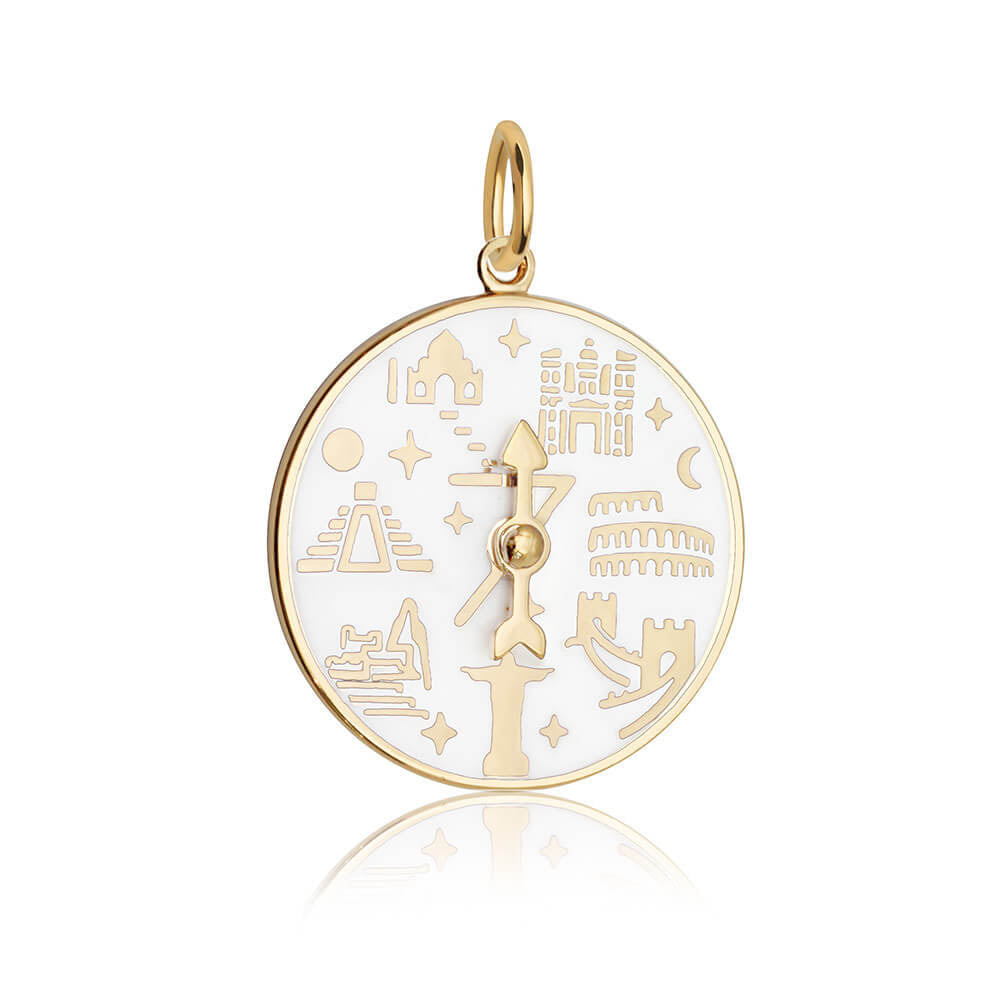 7 Wonders Of The World Spinner White Enamel, Gold