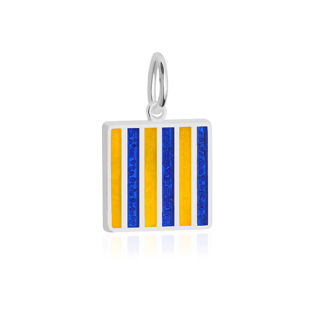 Silver Nautical 'G' letter flag charm by Jet Set Candy, with bold enamel detailing on a white background.
