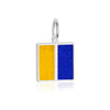 Silver Nautical 'K' letter flag charm by Jet Set Candy, with a blue and yellow enamel pattern on a white background.