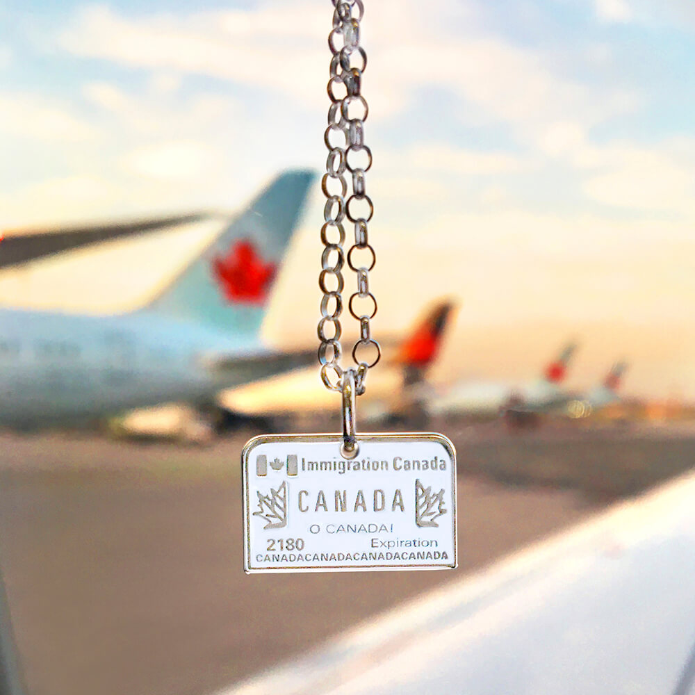 Canada Passport Stamp Charm Silver