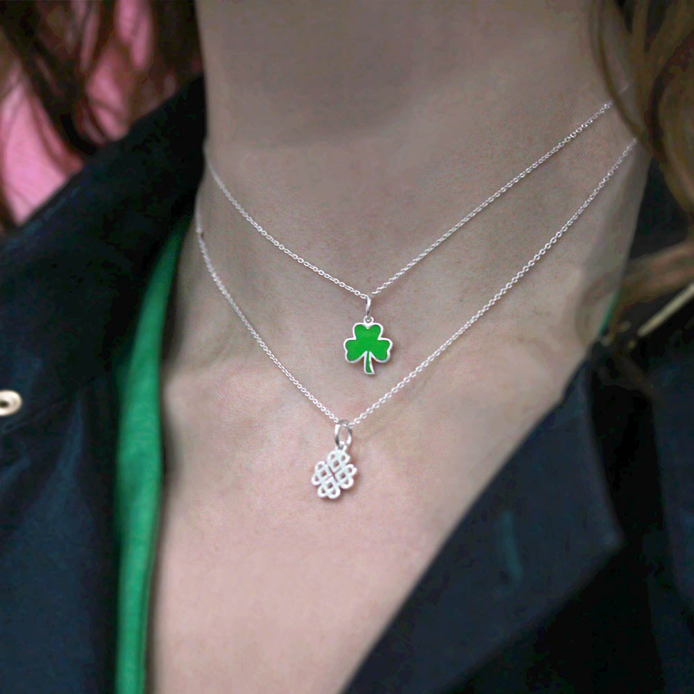 3 leaf Clover Charm Green Enamel Gold Mini