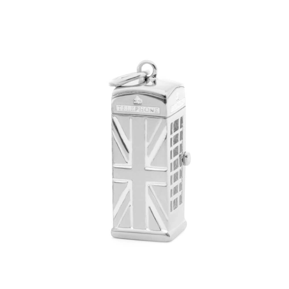 London Phone Booth Charm, Silver
