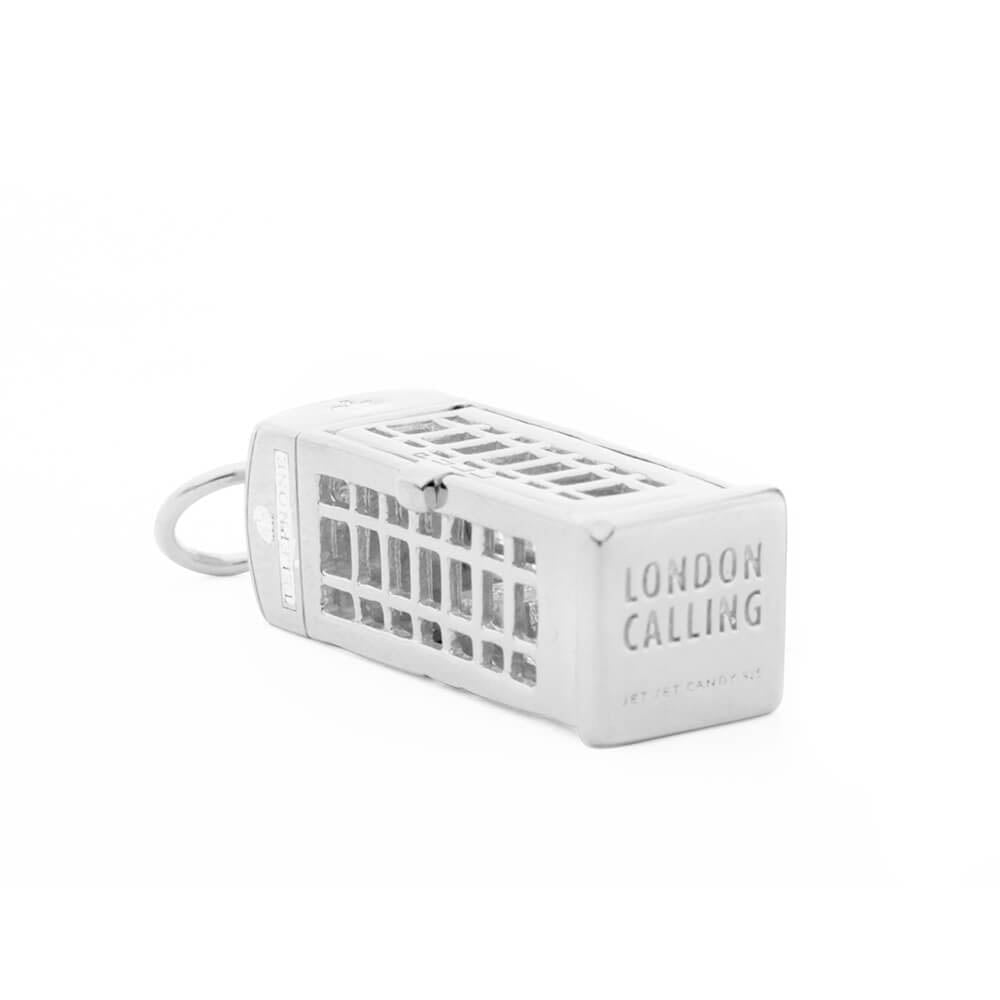 London Phone Booth Charm, Silver