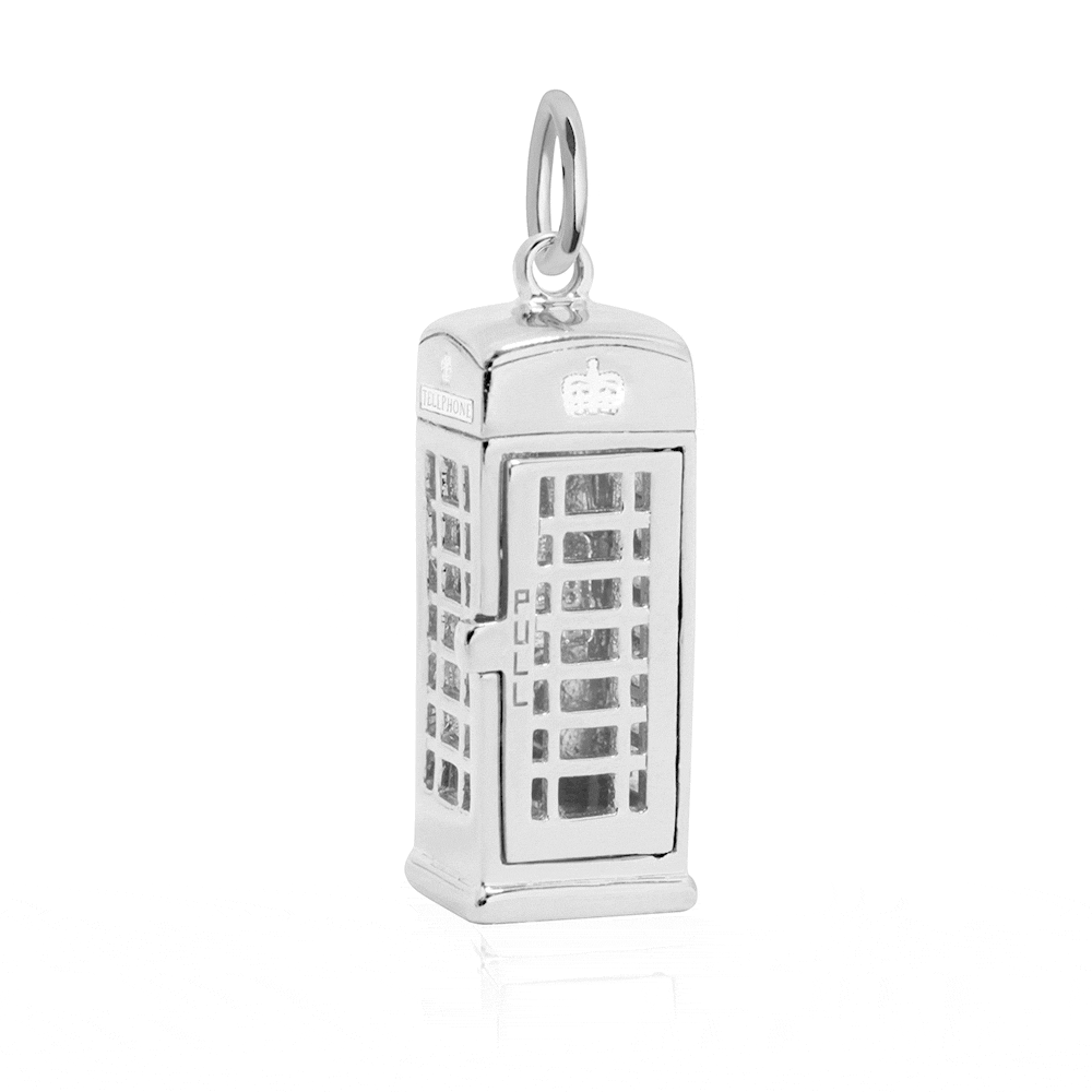 London Phone Booth Charm, Silver