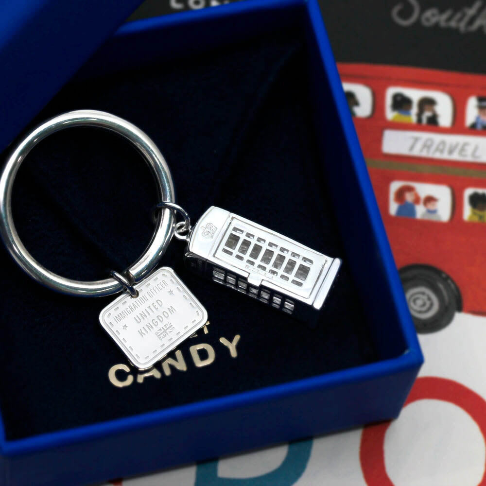 London Phone Booth Charm, Silver