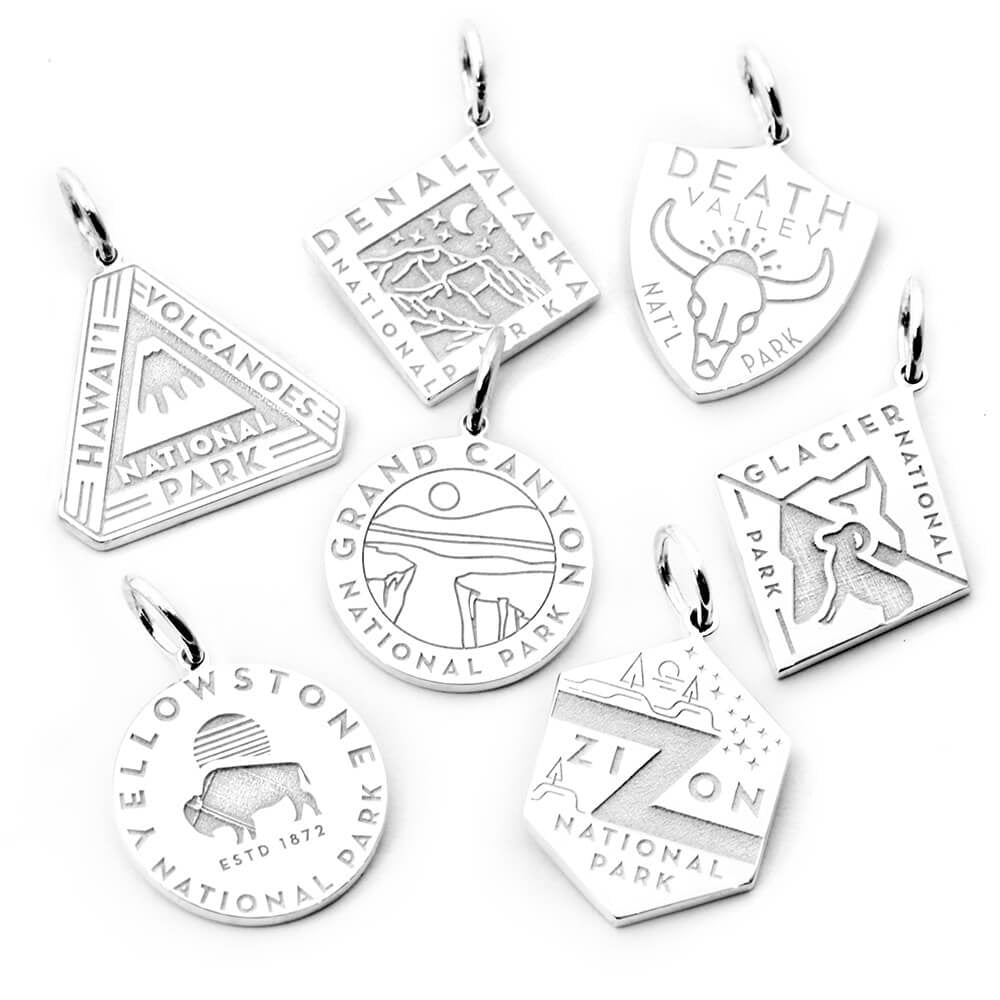 national park sterling silver charms hawaii denali death valley yellowstone grand canyon glacier and zion