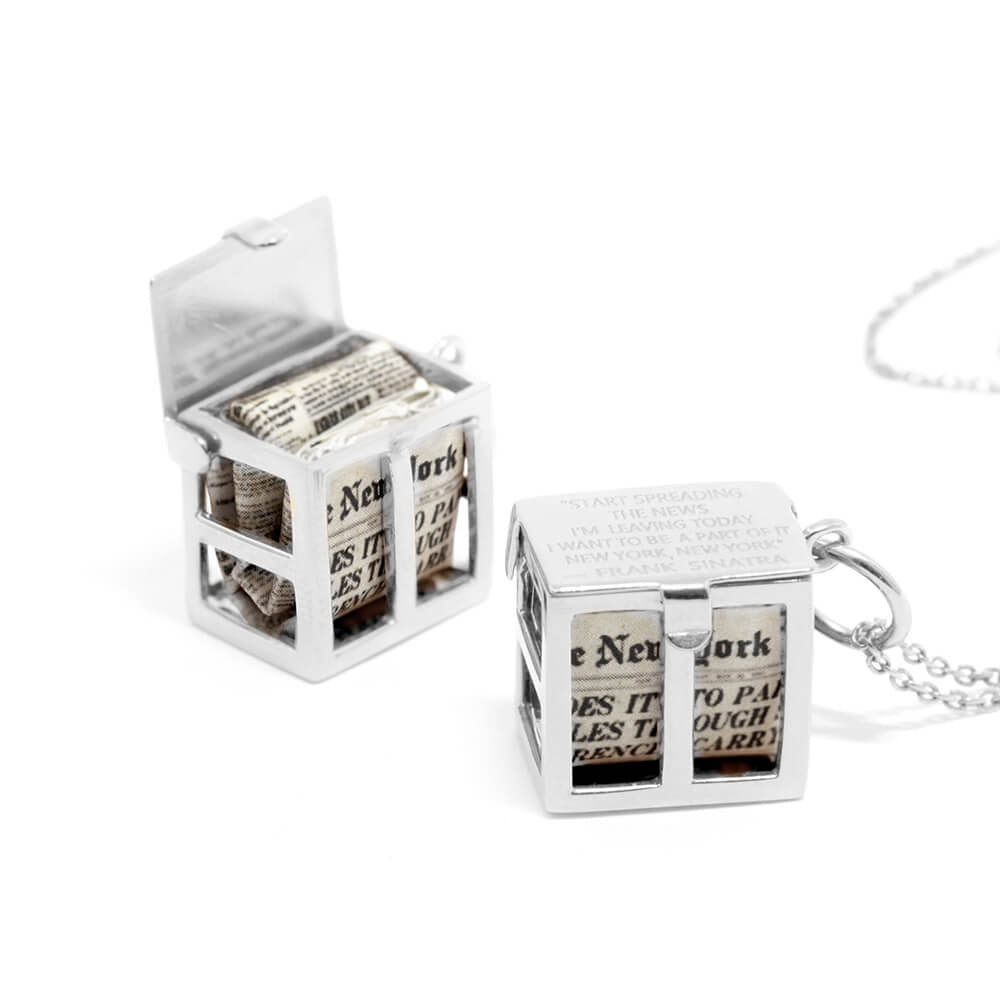 New York Newspaper Charm, Silver