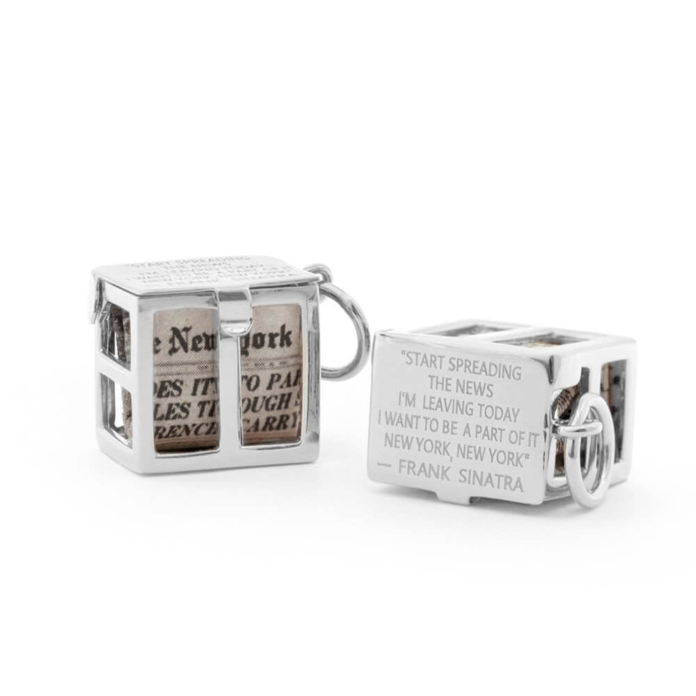 New York Newspaper Charm, Silver