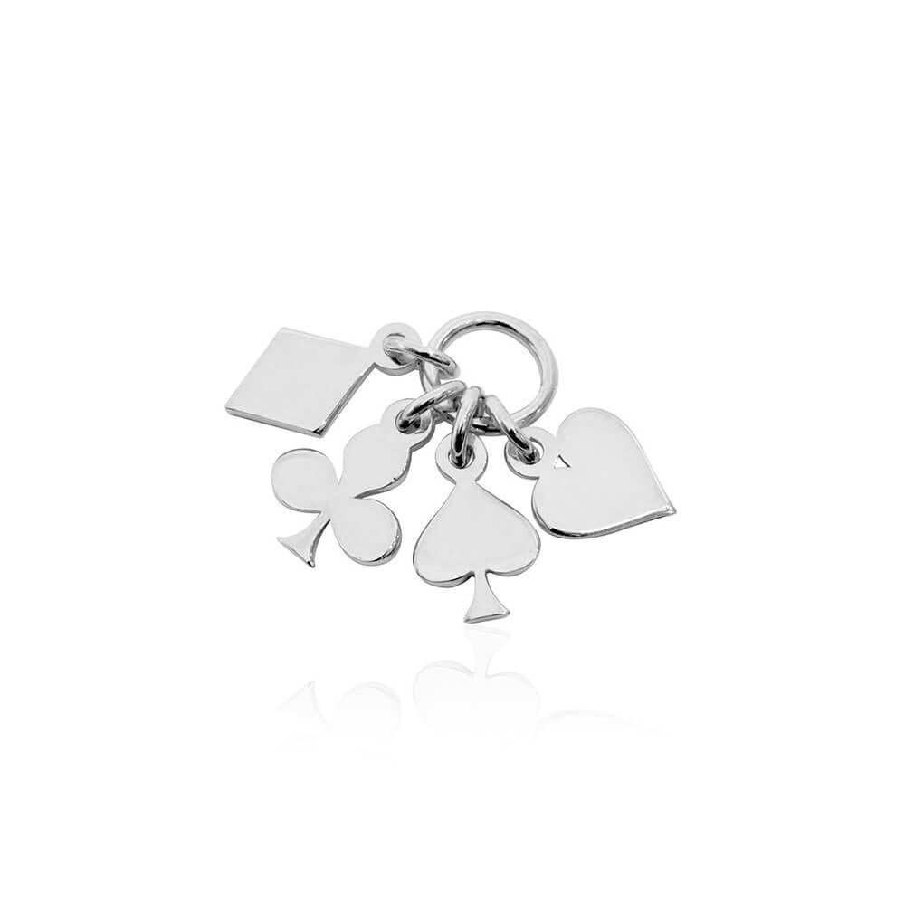 Playing Card Suits Mini Charm Set, Silver