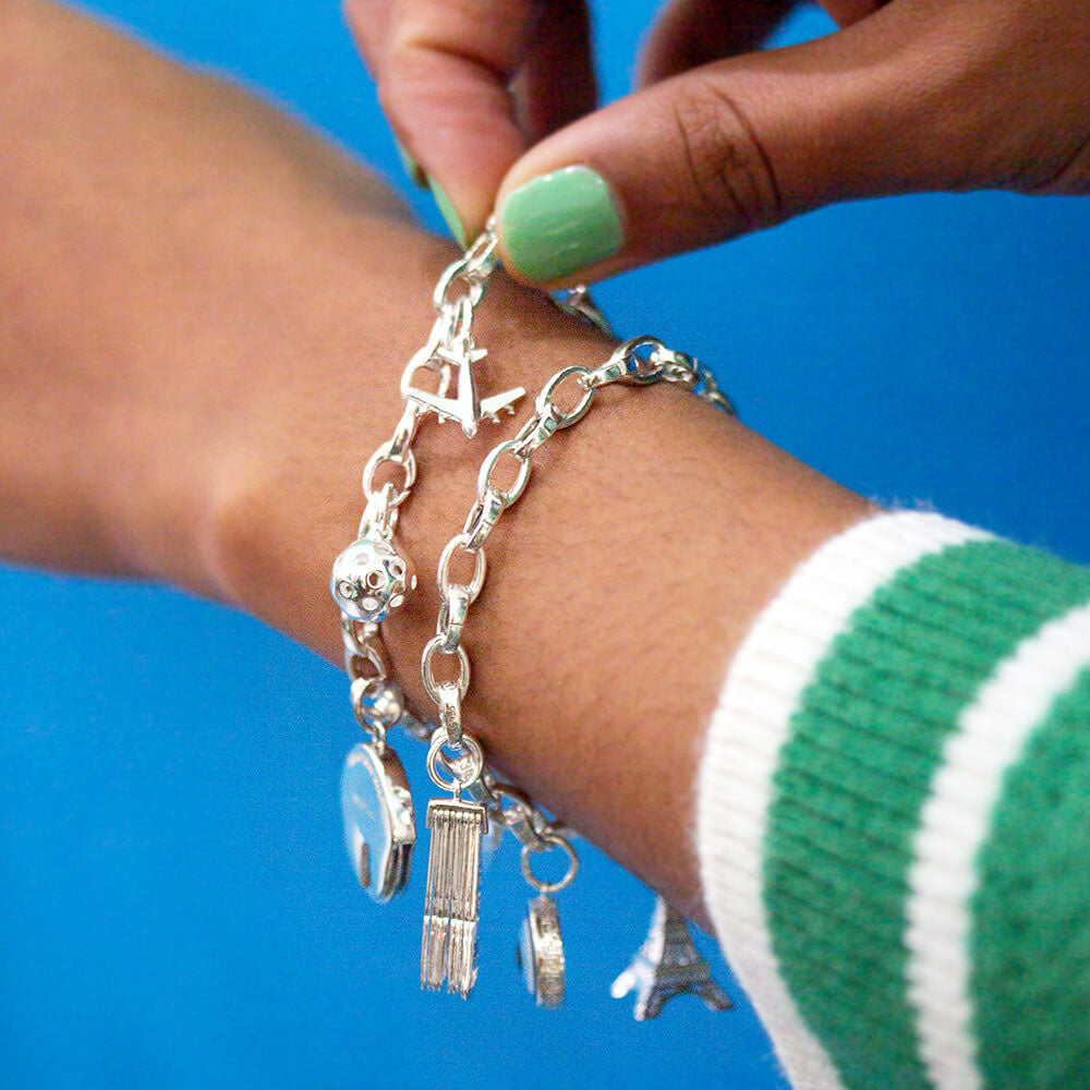 Slim Infinity Link Charm Bracelet, Silver