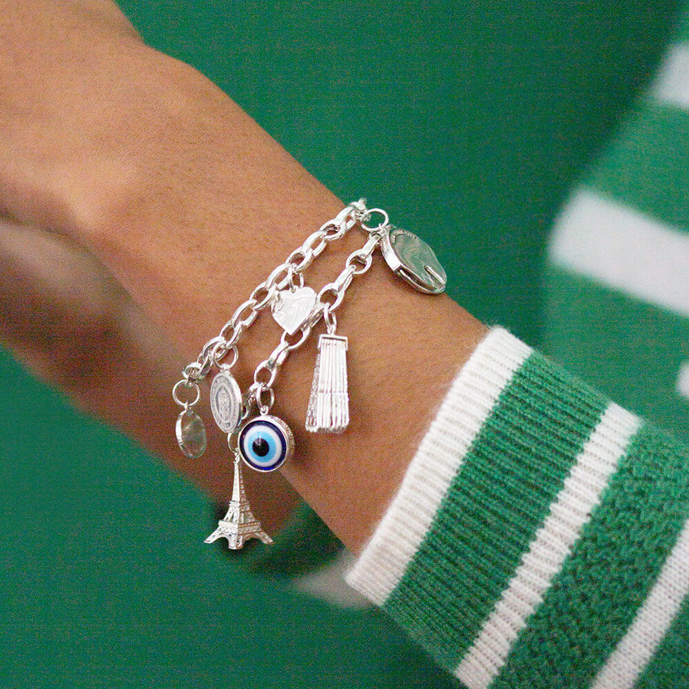 Slim Infinity Link Charm Bracelet, Silver