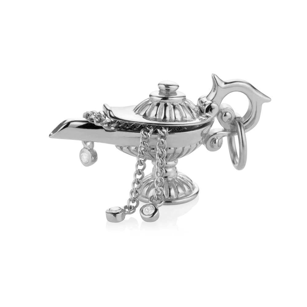 Silver Dubai Charm, Magic Lamp with 3 Wishes - JET SET CANDY  (1720172675130)
