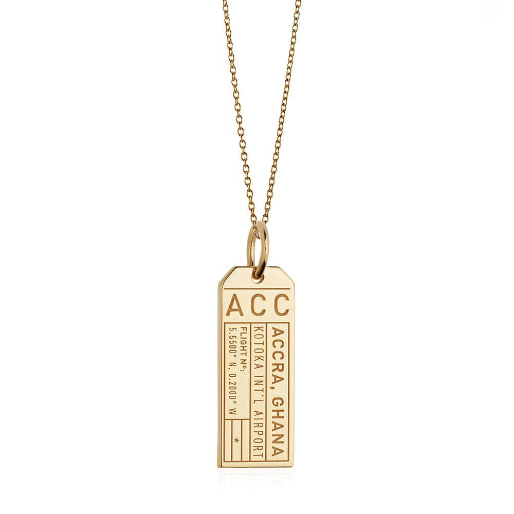 Gold Africa Charm, ACC Accra, Ghana Luggage Tag - JET SET CANDY  (1720184799290)