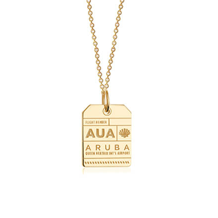 Solid Gold Caribbean Charm, AUA Aruba Luggage Tag - JET SET CANDY (6930017714360)