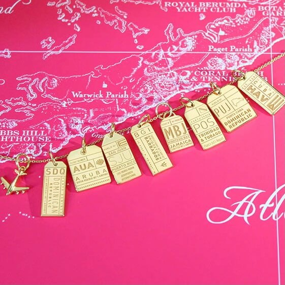 Gold Montego Bay Charm, Caribbean MBJ Luggage Tag - JET SET CANDY (6950340853944)