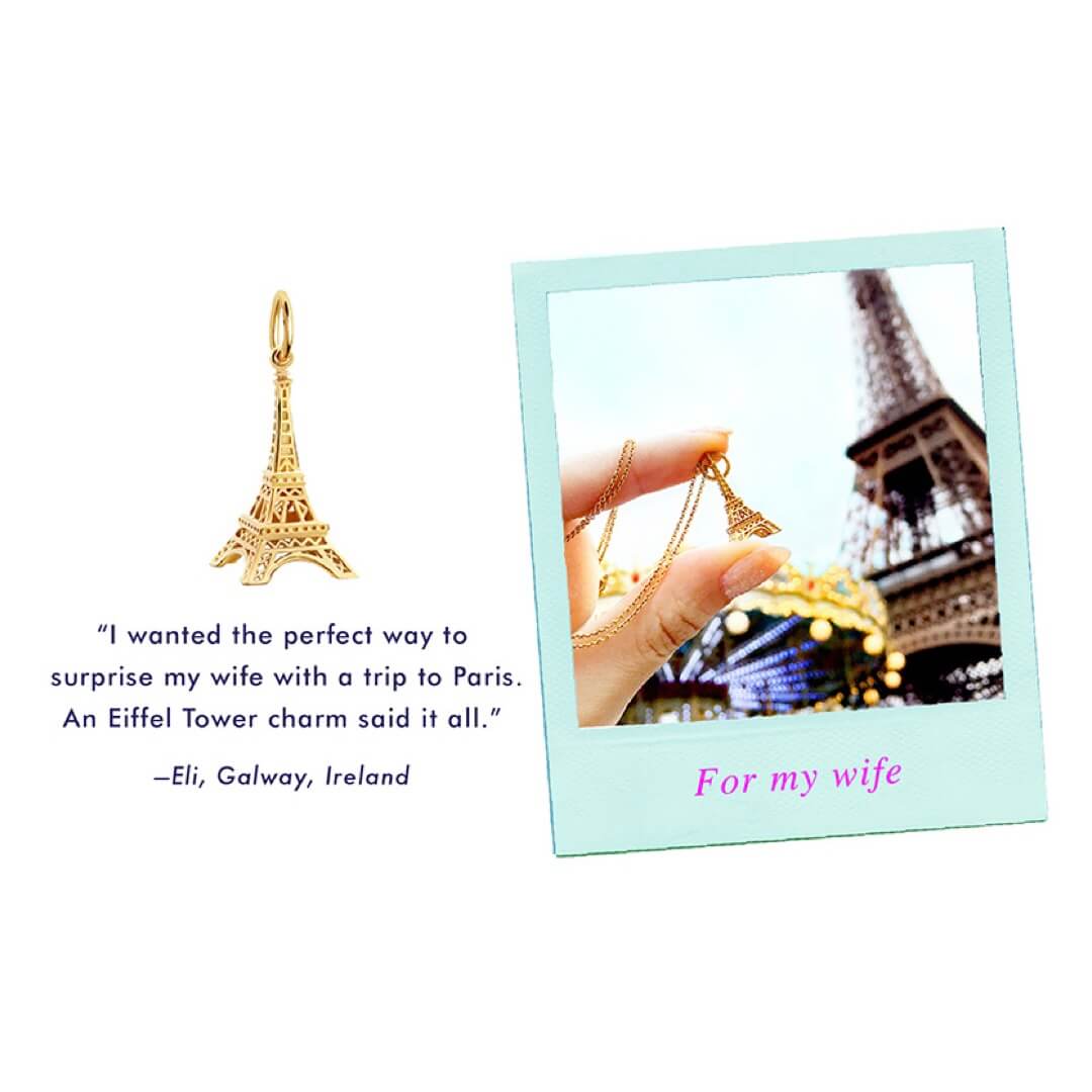 Solid Gold Eiffel Tower Charm - JET SET CANDY (4588285493336)