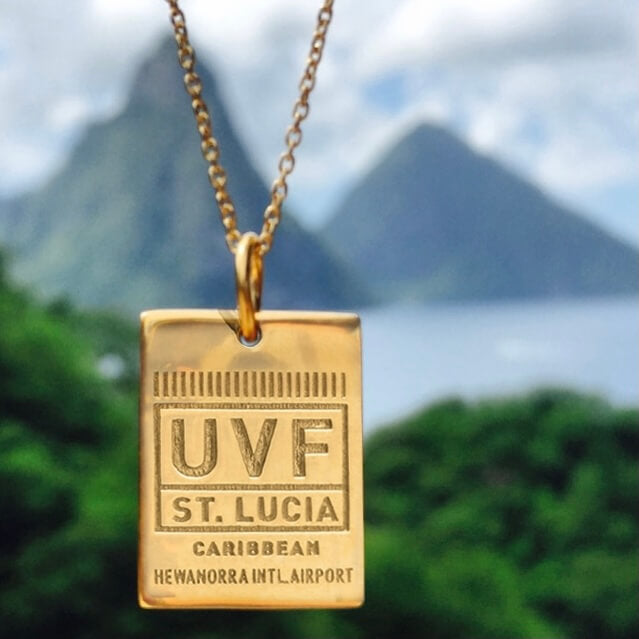 Gold St. Lucia Charm, UVF Luggage Tag - JET SET CANDY (1720190271546)