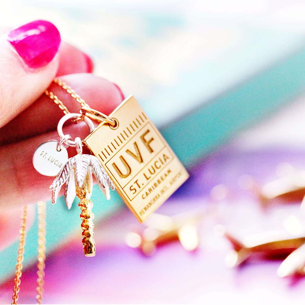 Solid Gold St. Lucia Charm, UVF Luggage Tag - JET SET CANDY (6930013847736)