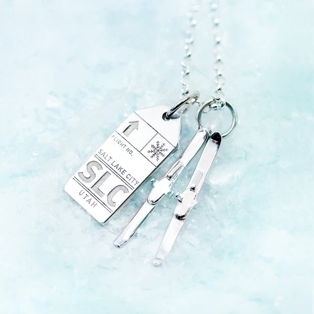 Silver USA Charm, SLC Salt Lake City Luggage Tag - JET SET CANDY  (1720192204858)