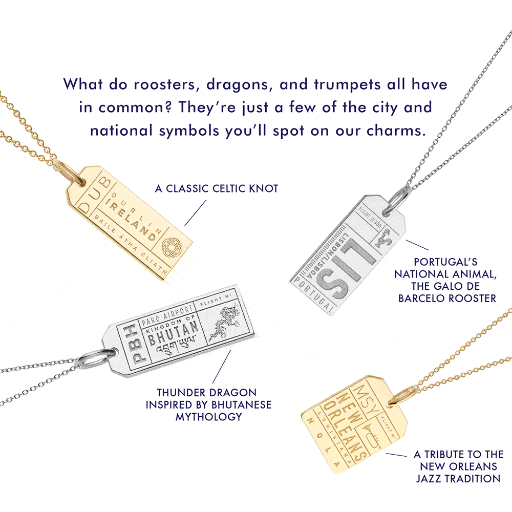 Solid Gold New Orleans Charm, MSY Luggage Tag - JET SET CANDY (6930020171960)