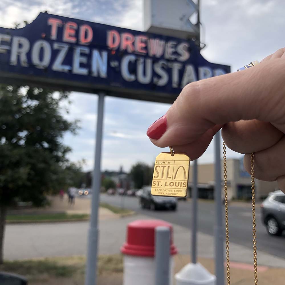Gold USA Charm, St. Louis STL Luggage Tag - JET SET CANDY (6950251200696)