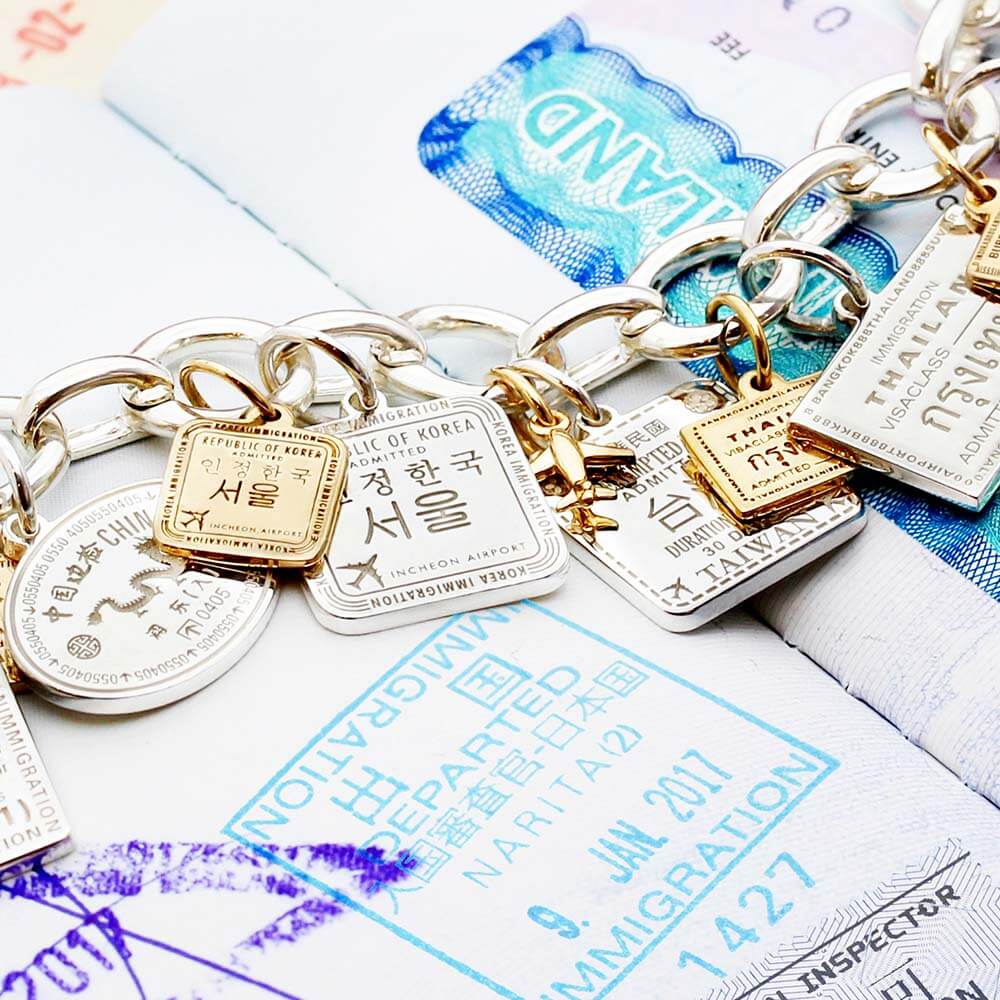 Silver Travel Charm, Taiwan Passport Stamp - JET SET CANDY (1720199905338)