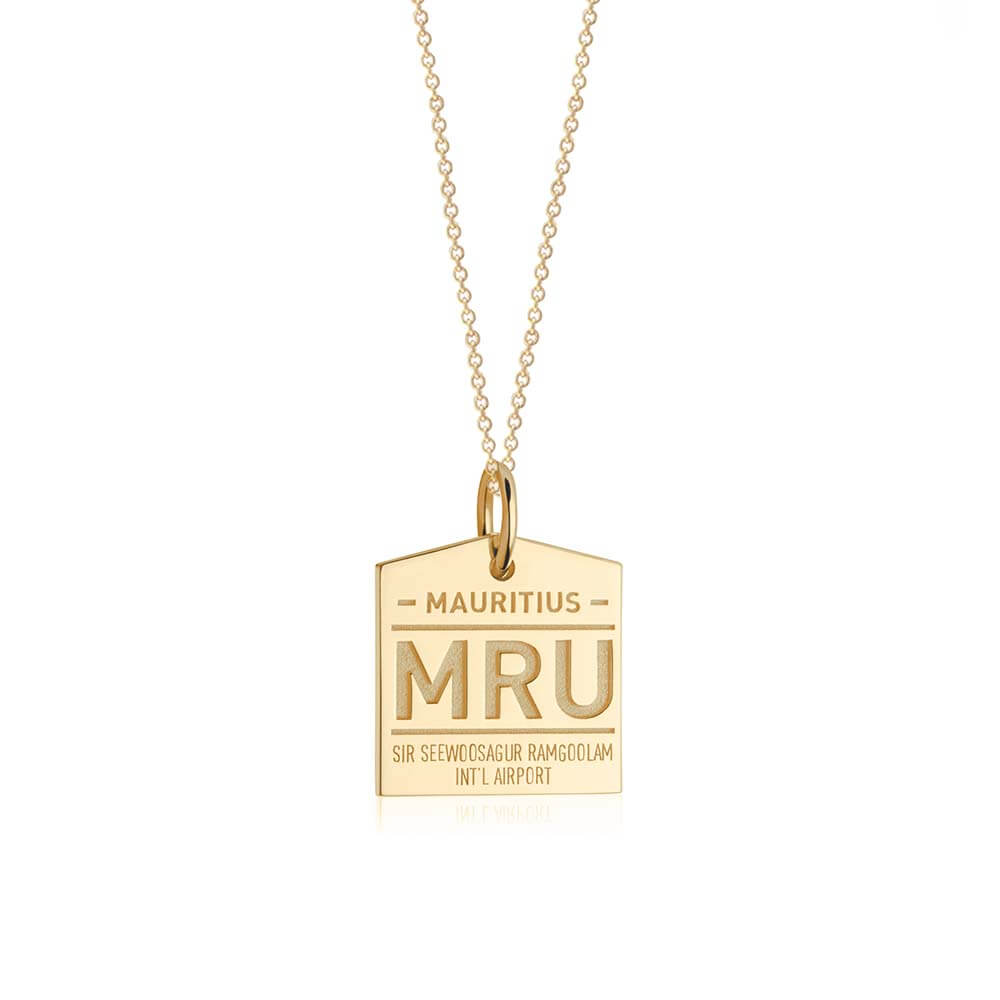 Gold Travel Charm, MRU Mauritius Luggage Tag - JET SET CANDY  (1720196464698)