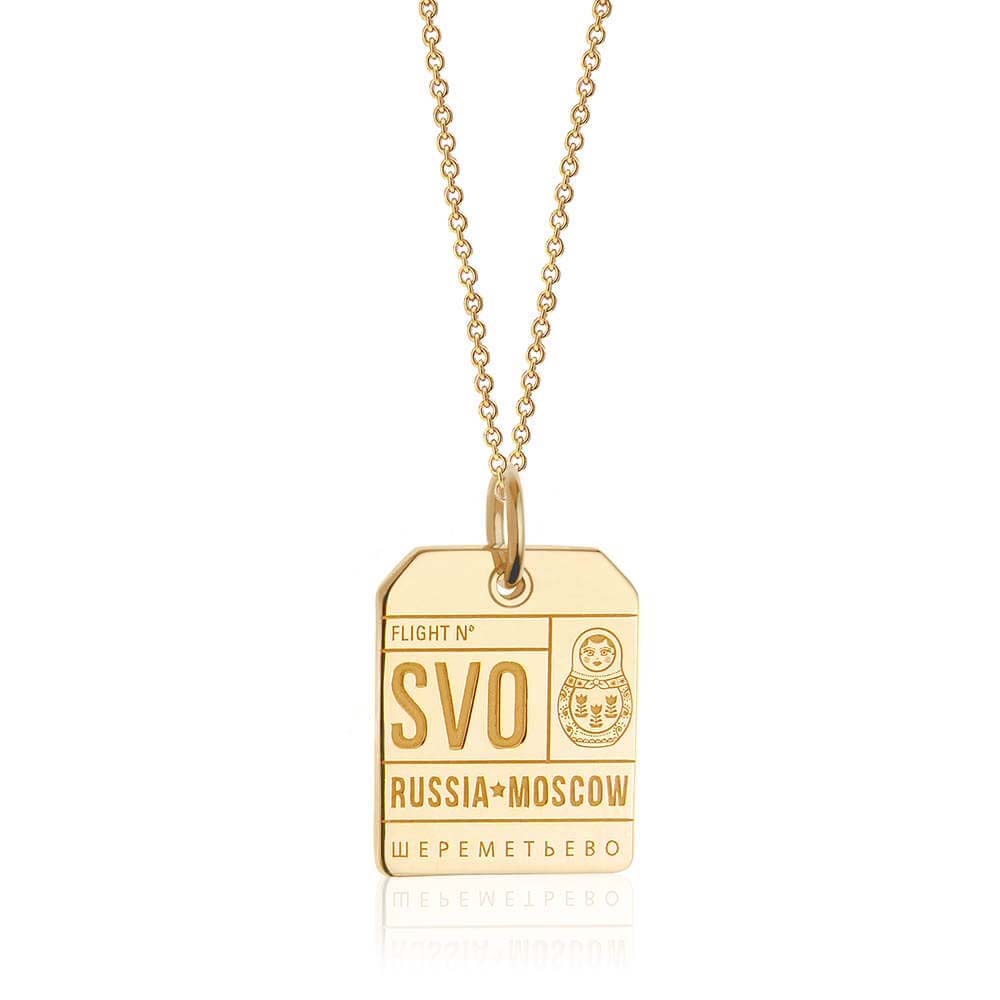 Gold Vermeil Russia Charm, SVO Moscow Luggage Tag - JET SET CANDY  (1720185913402)