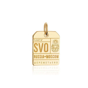Moscow Russia SVO Luggage Tag Charm Solid Gold