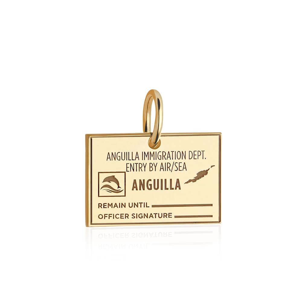 Solid Gold Anguilla Passport Stamp Charm - JET SET CANDY (4588594626648)