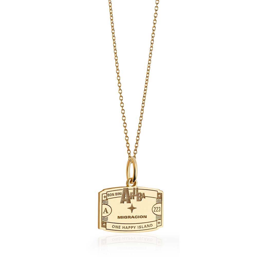 Solid Gold Aruba Passport Stamp Charm - JET SET CANDY (6930089181368)