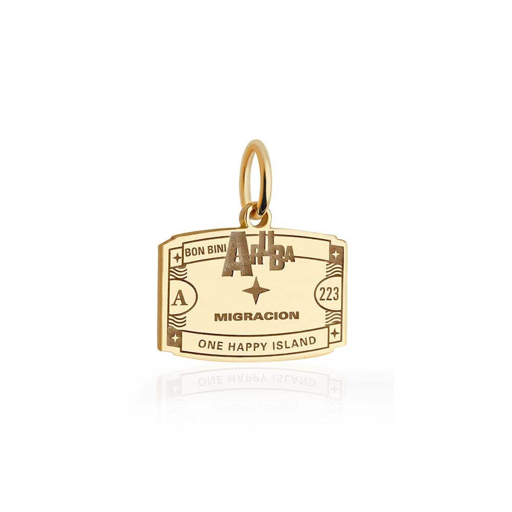Solid Gold Aruba Passport Stamp Charm - JET SET CANDY (6930089181368)