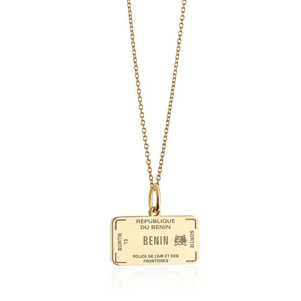 Solid Gold Travel Charm, Benin Passport Stamp - JET SET CANDY (6930085806264)