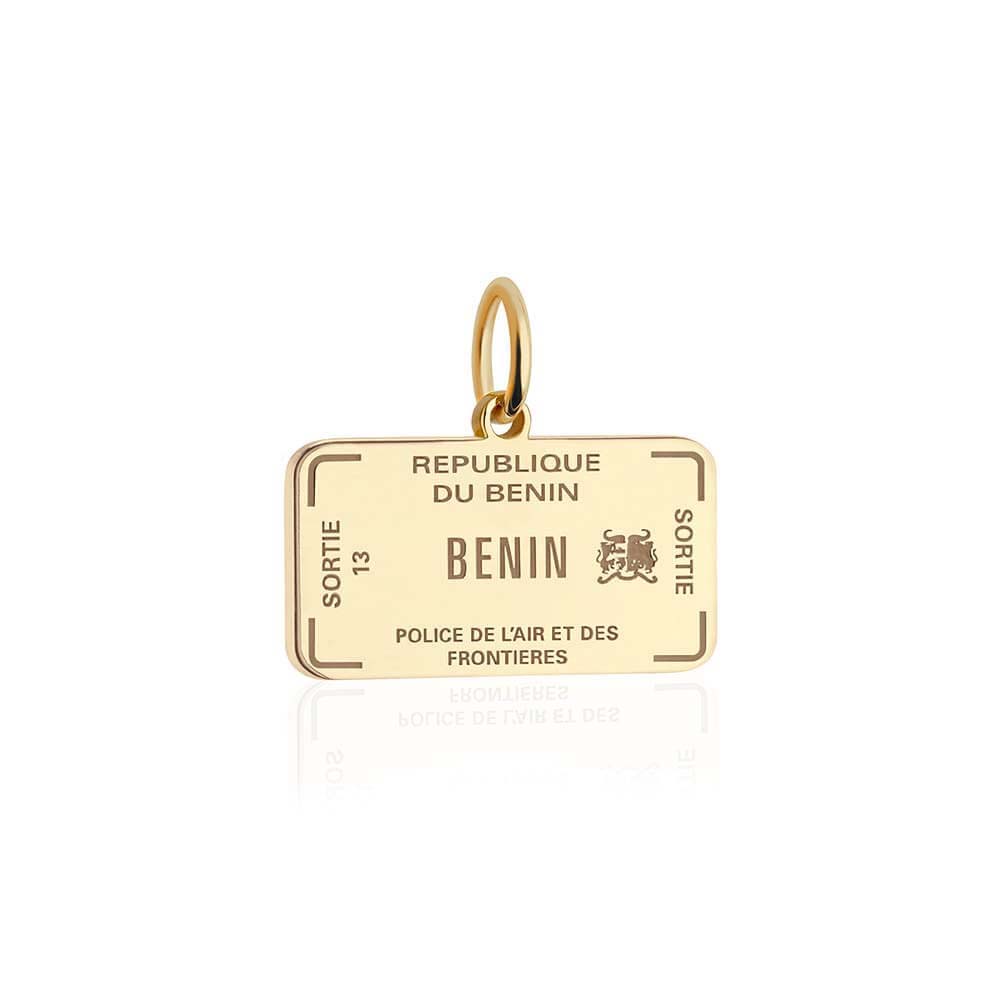 Solid Gold Travel Charm, Benin Passport Stamp - JET SET CANDY (6930085806264)