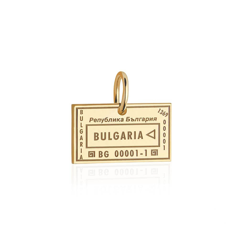 Solid Gold Travel Charm, Bulgaria Passport Stamp - JET SET CANDY (6930073223352)