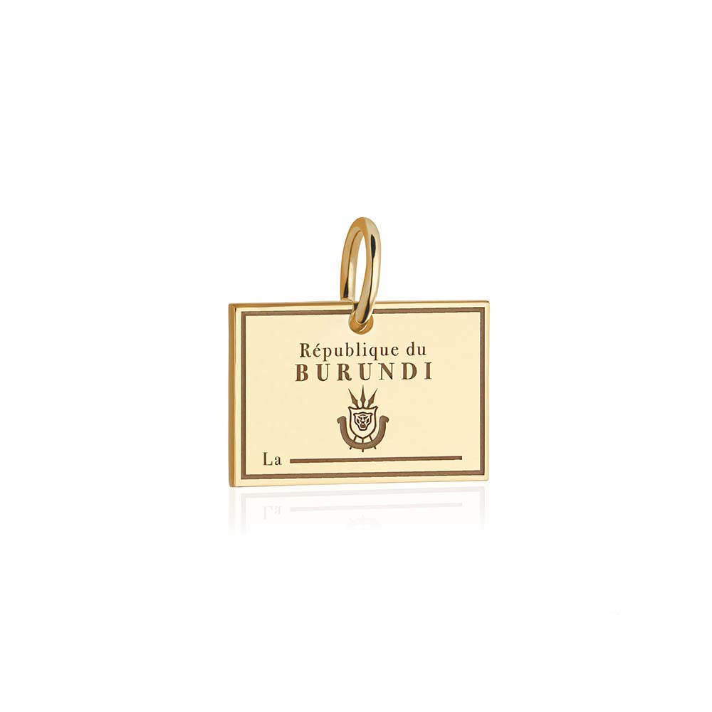 Solid Gold Travel Charm, Burundi Passport Stamp - JET SET CANDY (6930086265016)
