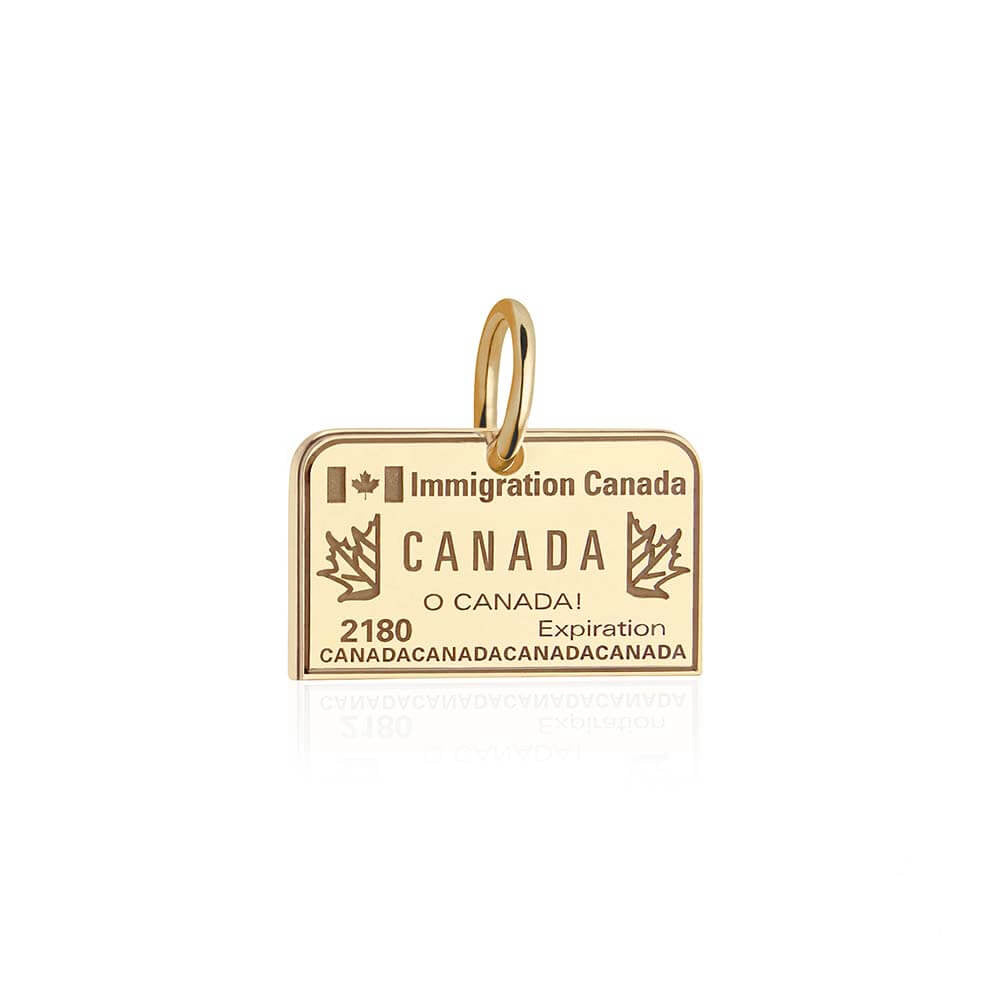 Solid Gold Canada Charm, Passport Stamp - JET SET CANDY (4597148221528)