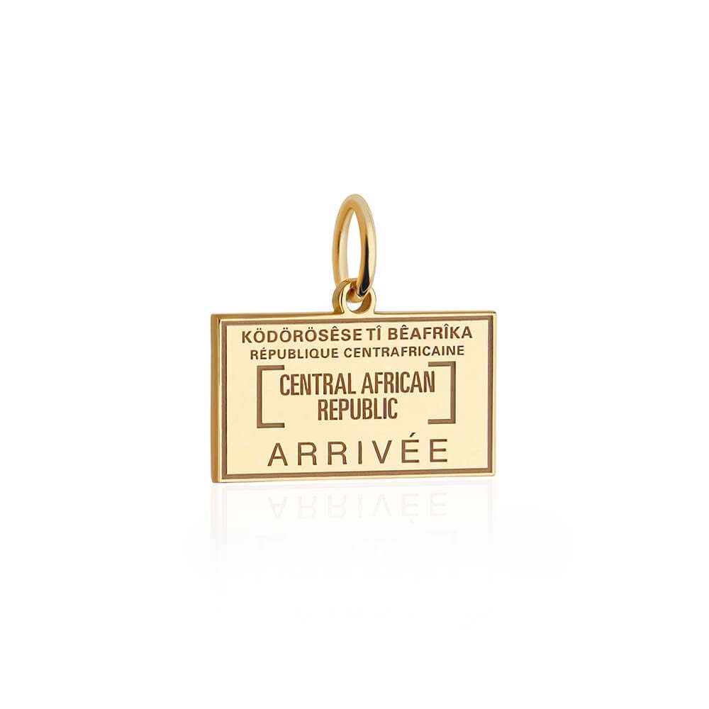 Solid Gold Central African Republic Passport Stamp Charm - JET SET CANDY (6930086461624)