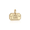 Solid Gold Travel Charm, Colombia Passport Stamp - JET SET CANDY (6930096029880)